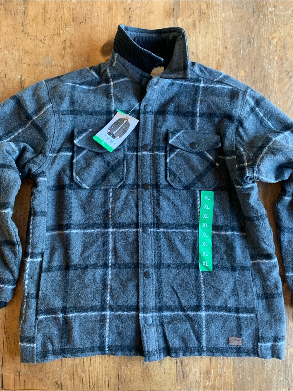 Jachs Gray Plaid Snap-Front Field Jacket